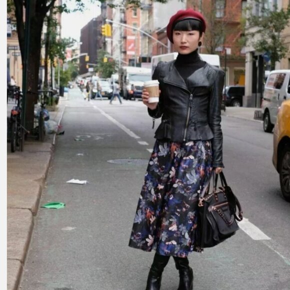 Zara Dresses & Skirts - ZARA Floral Printed Faux Leather Effect A-Line High Waist Skirt 7418/041 Small